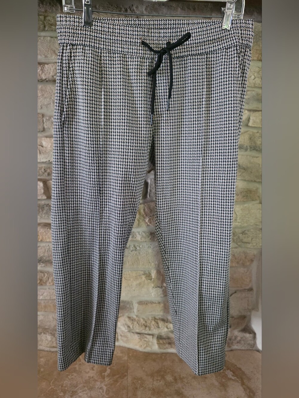 Liverpool Black & White Houndstooth Drawstring Trousers
